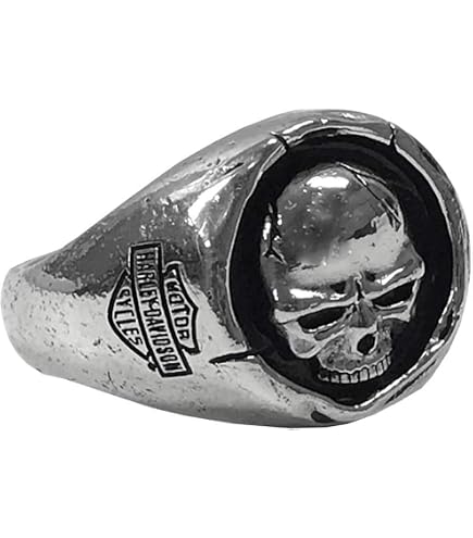Harley-Davidson Men's Black Onyx Willie G Skull Ring, Silver-Tone